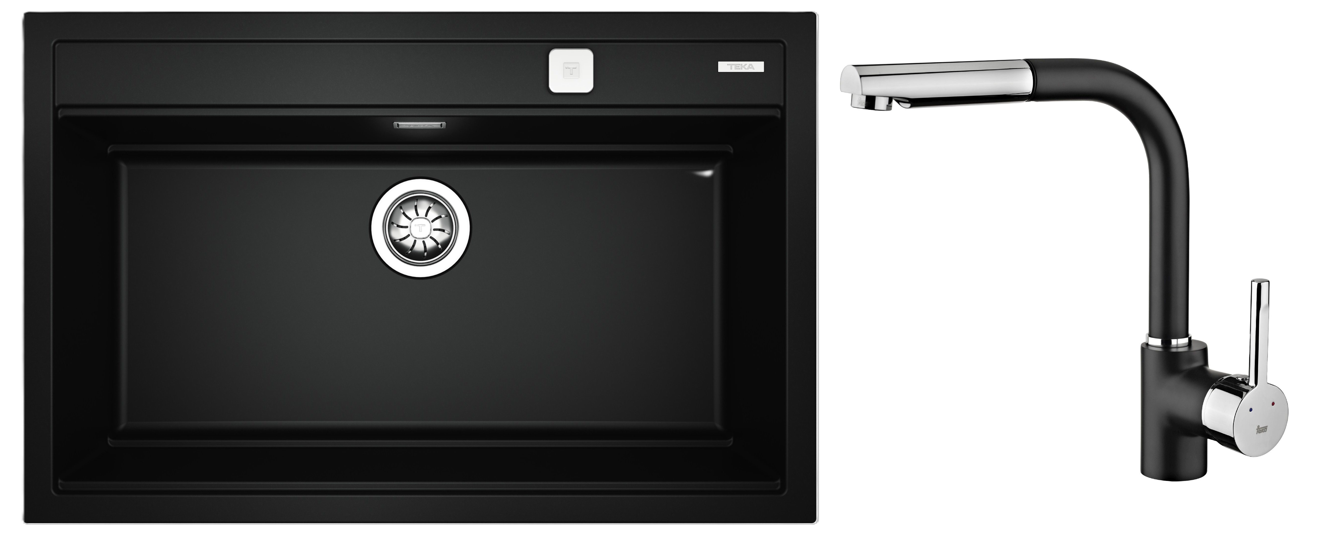 Készlet tegranit mosogató Teka Nova XXL 115230057, konyhai csaptelep Teka ARK 23938120N