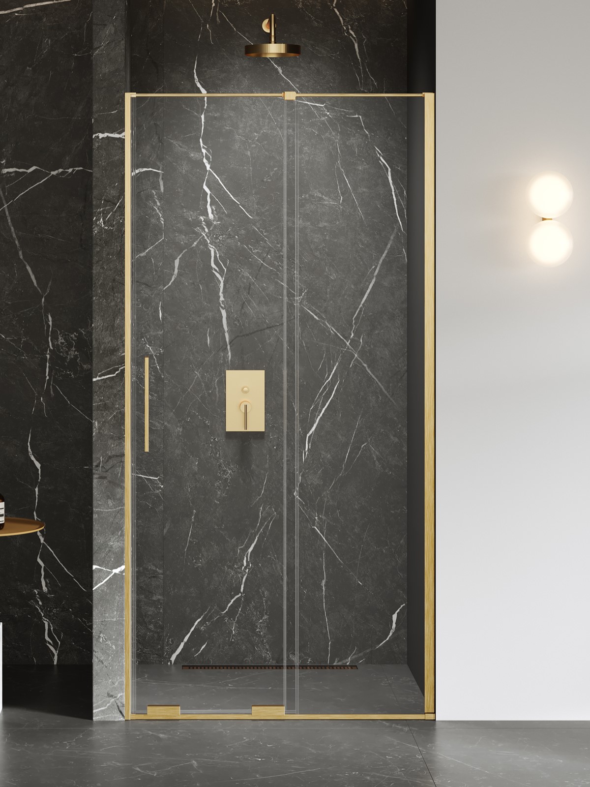 New Trendy Smart Gold Brushed zuhanyajtók 180 cm tolható arany csiszolt/átlátszó üveg EXK-7509