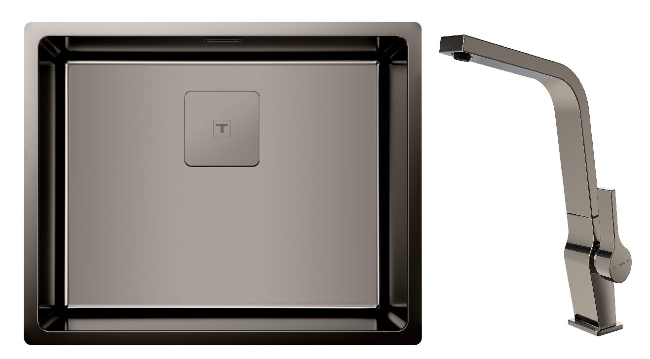 Készlet acél mosogató szifonnal Teka Flexlinea 115000024, konyhai csaptelep Teka ICC 116030005
