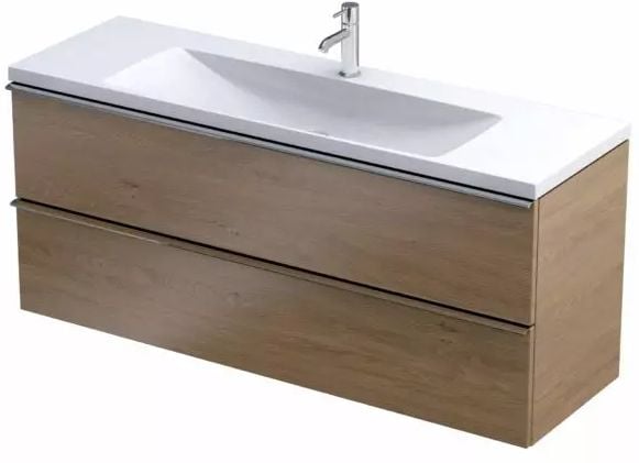 Oristo Etna szekrény 119.6x38x50 cm mosdókagyló alá akasztható tölgy OR52C-SD2S-120-78