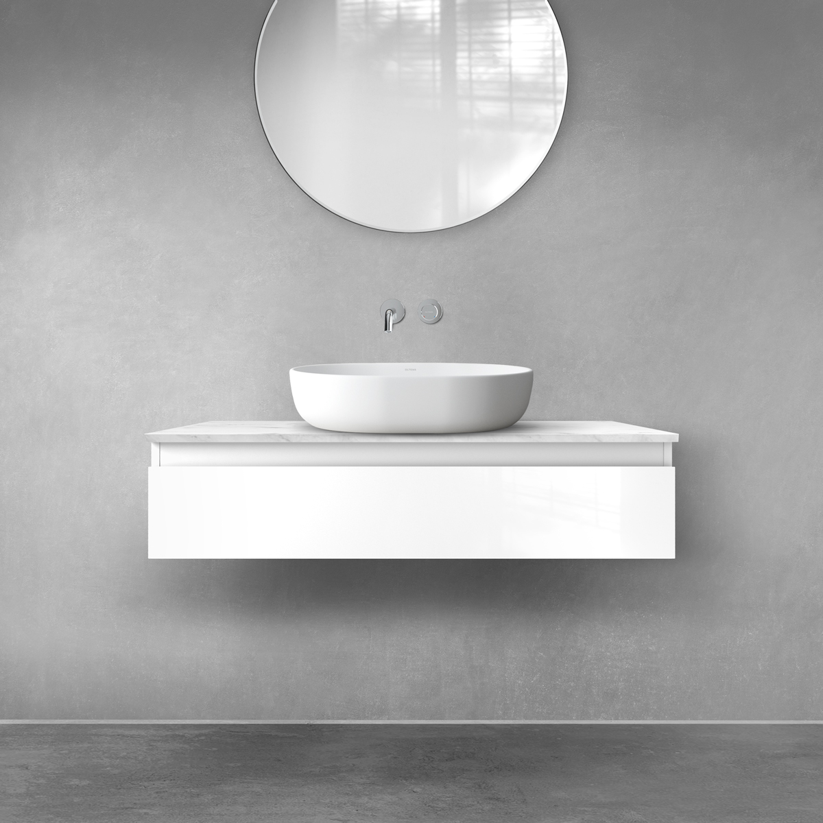 Készlet szekrény Oltens Vernal 60011000, szekrény feletti pult Oltens Tera 63026990