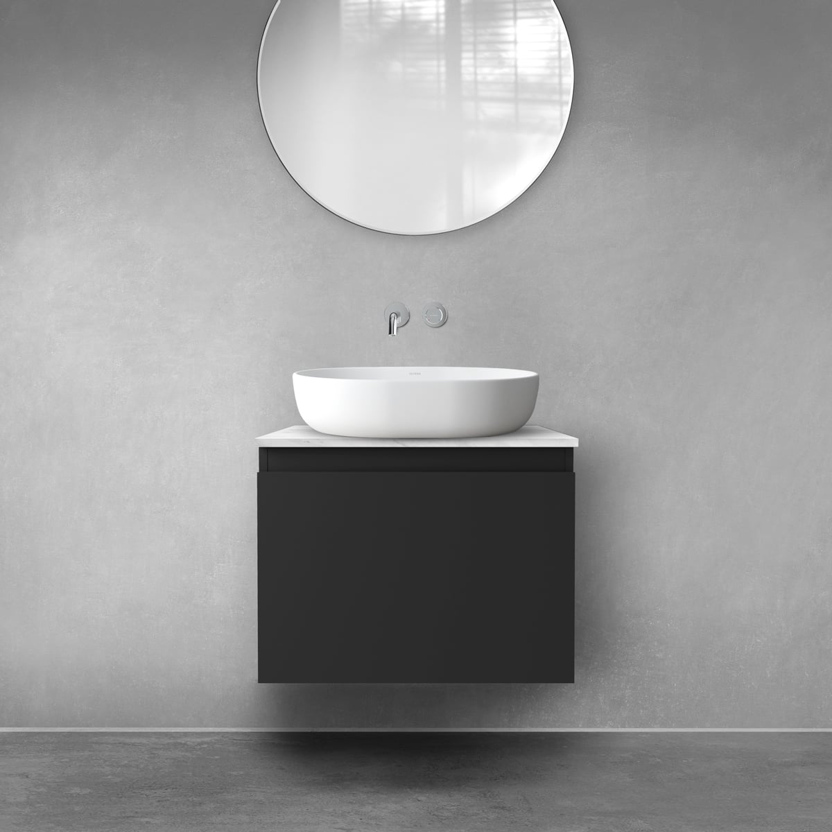 Készlet szekrény Oltens Vernal 60013300, szekrény feletti pult Oltens Tera 63024990