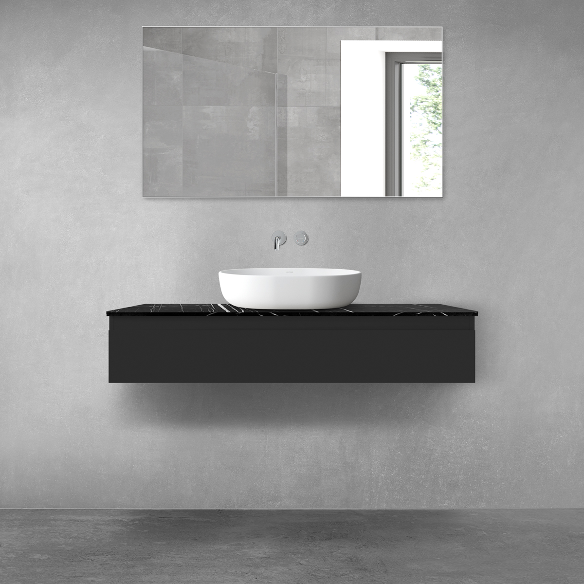 Készlet szekrény Oltens Vernal 60012300, szekrény feletti pult Oltens Tera 63031990