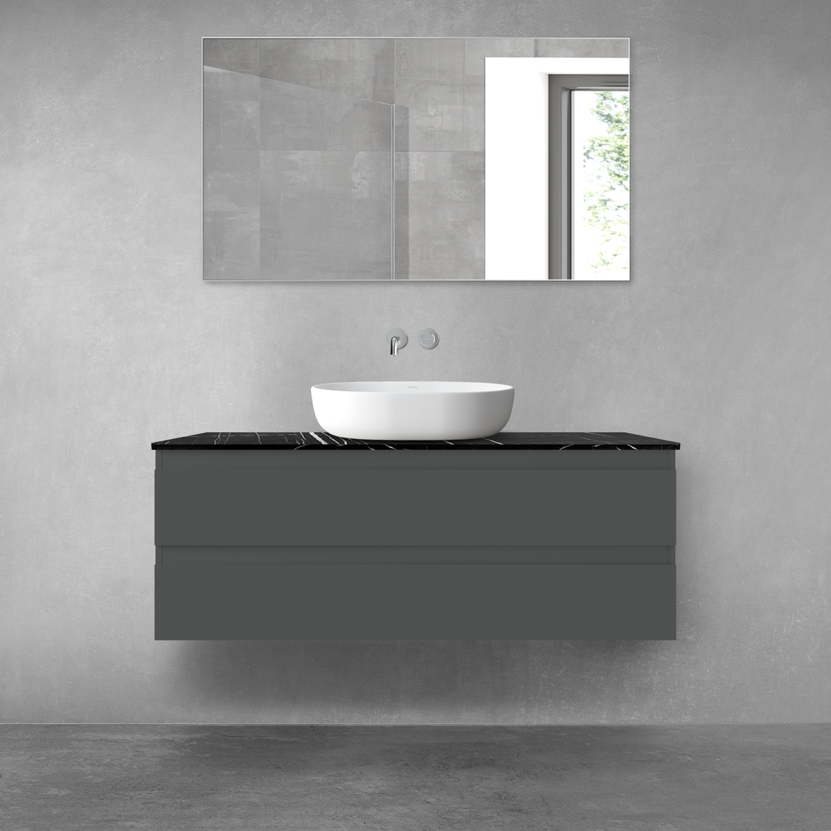 Készlet szekrény Oltens Vernal 60019400, szekrény feletti pult Oltens Tera 63031990