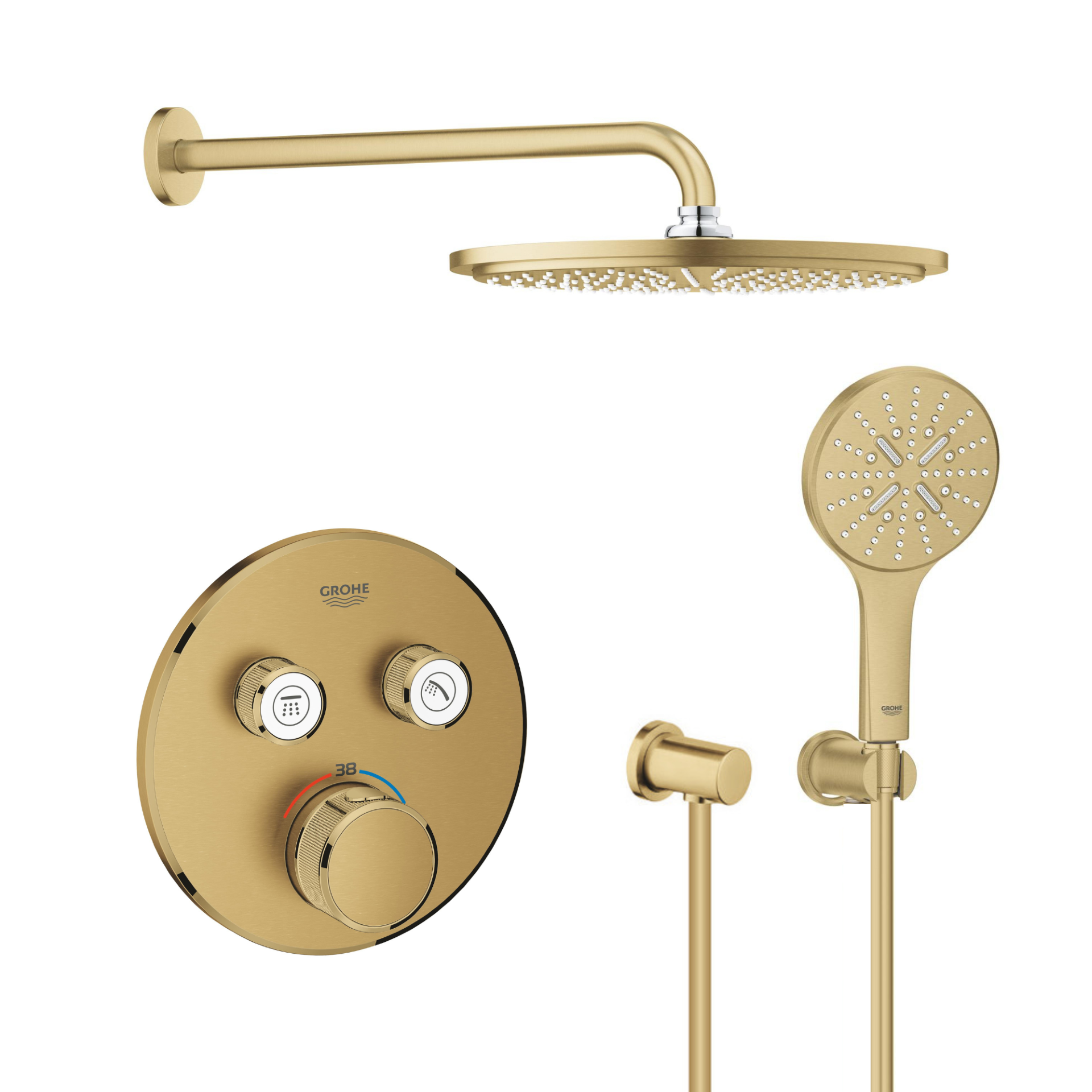 Készlet fejzuhany karral Grohe Rainshower 26066GN0, kád és zuhany csaptelep Grohe Grohtherm SmartControl 29119GN0, 26574GN0, 27057GN0, 27074GN0, 28362GL1
