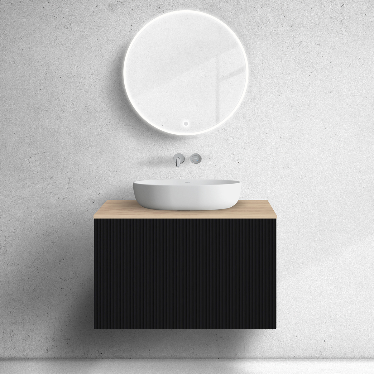 Készlet szekrény Oltens Lun 60028300, szekrény feletti pult Oltens Lun 63025060