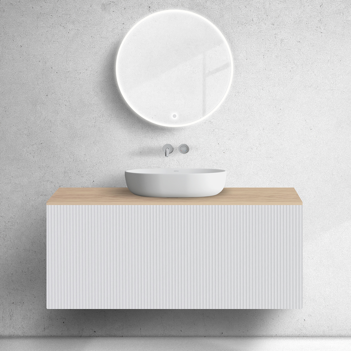 Készlet szekrény Oltens Lun 60030000, szekrény feletti pult Oltens Lun 63027060