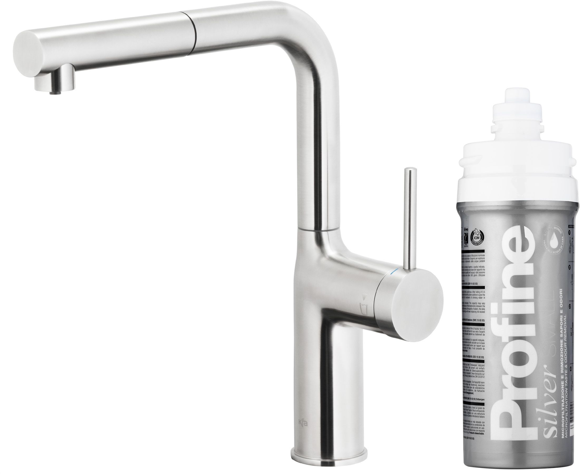 KFA Armatura Duero Pure Move konyhai csaptelep szűrővel álló rozsdamentes acél 6623-424-22