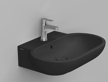Ceramica Dolomite Mirto mosdótál 65x46 cm ovális klasszikus fekete matt D461181