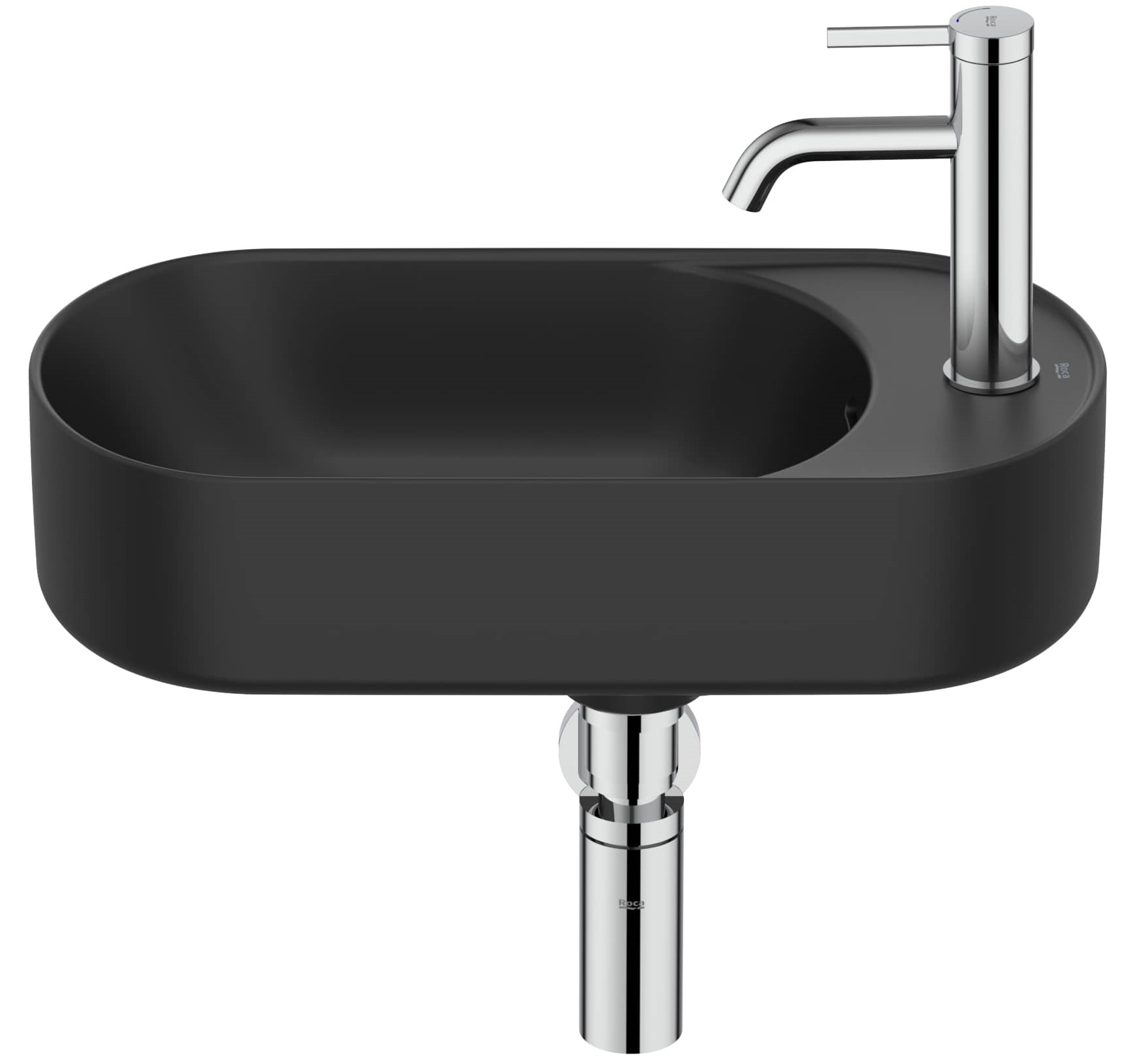 Roca Meridian mosdótál 50x27.5 cm ovális klasszikus fekete matt A327740080