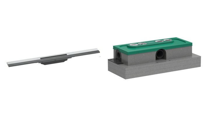 Készlet a lefolyó külső eleme Hansgrohe RainDrain Flex 56043000, beépítőszett Hansgrohe uBox Universal 1000180