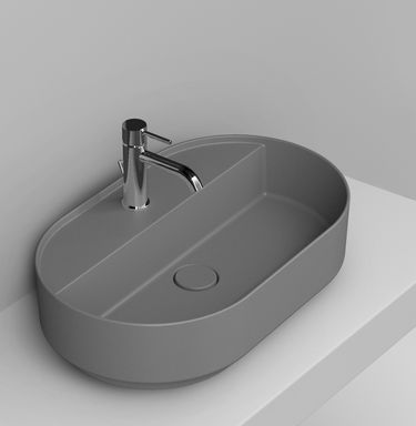 Ceramica Dolomite Noemi mosdótál 65x40 cm ovális mosdótálak szürke/kő matt D312045