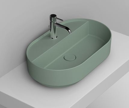 Ceramica Dolomite Noemi mosdótál 65x40 cm ovális mosdótálak zöld matt D312075