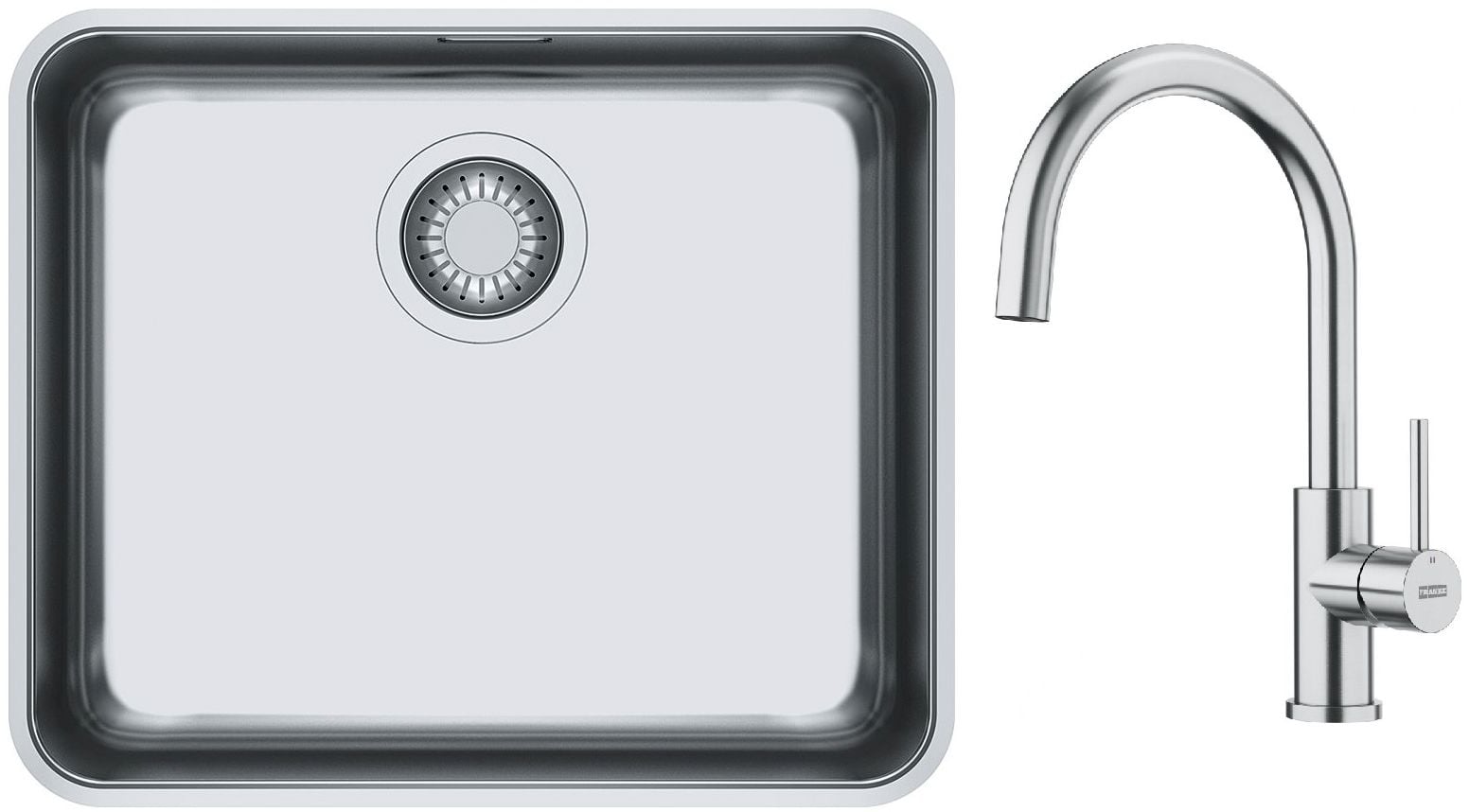 Készlet konyhai csaptelep Franke Smart Glenda 115.0747.473, acél mosogató Franke Aton 122.0204.649