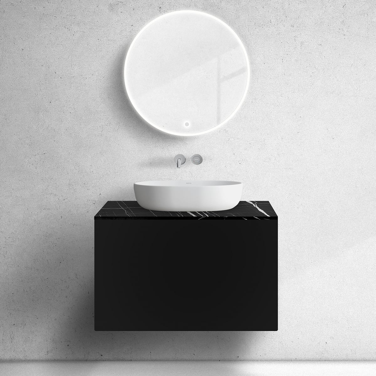 Készlet szekrény Oltens Lun 60033300, szekrény feletti pult Oltens Tera 63029990