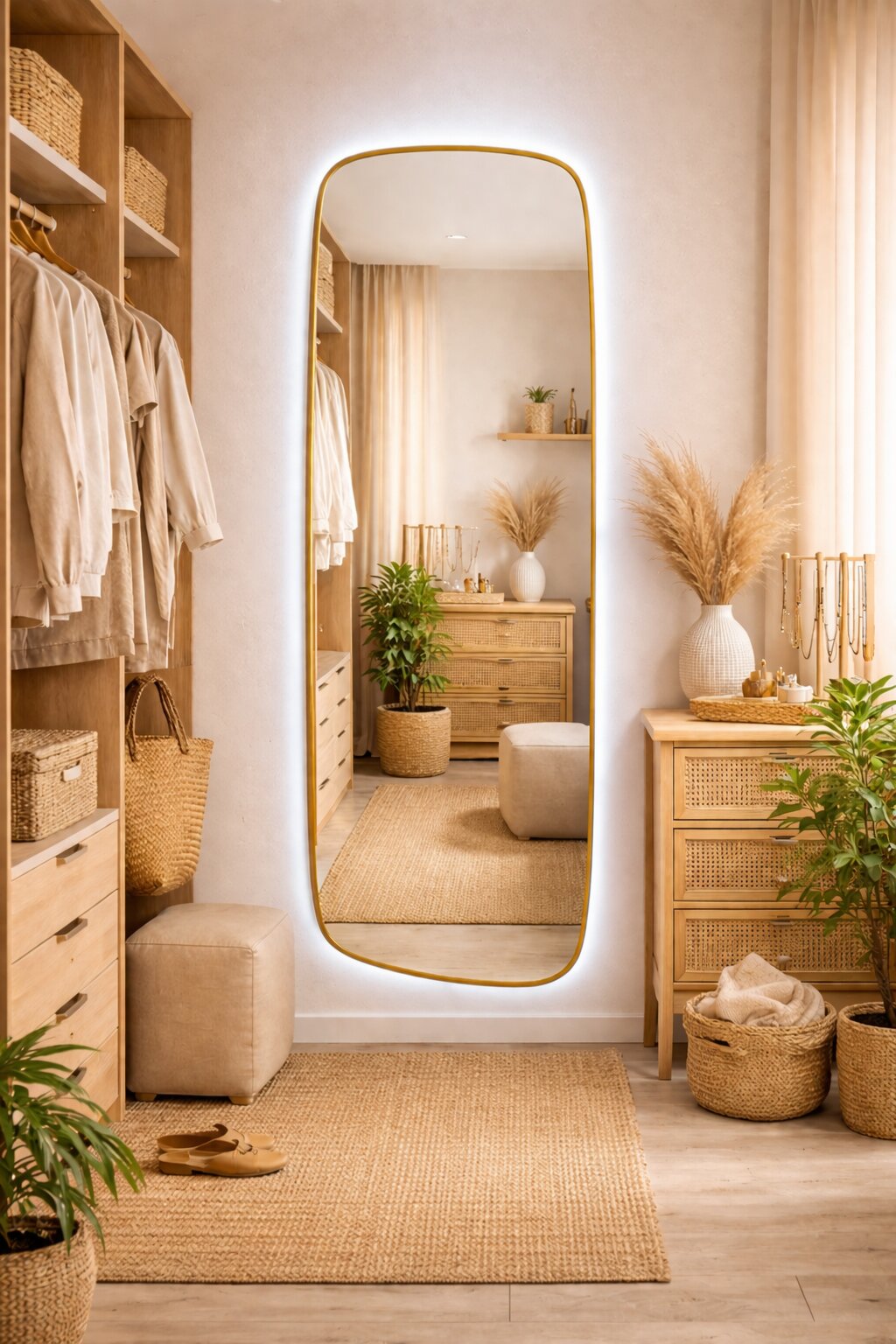 Baltica Design Stone Calm tükör 50x155 cm világítással arany 5904107932606
