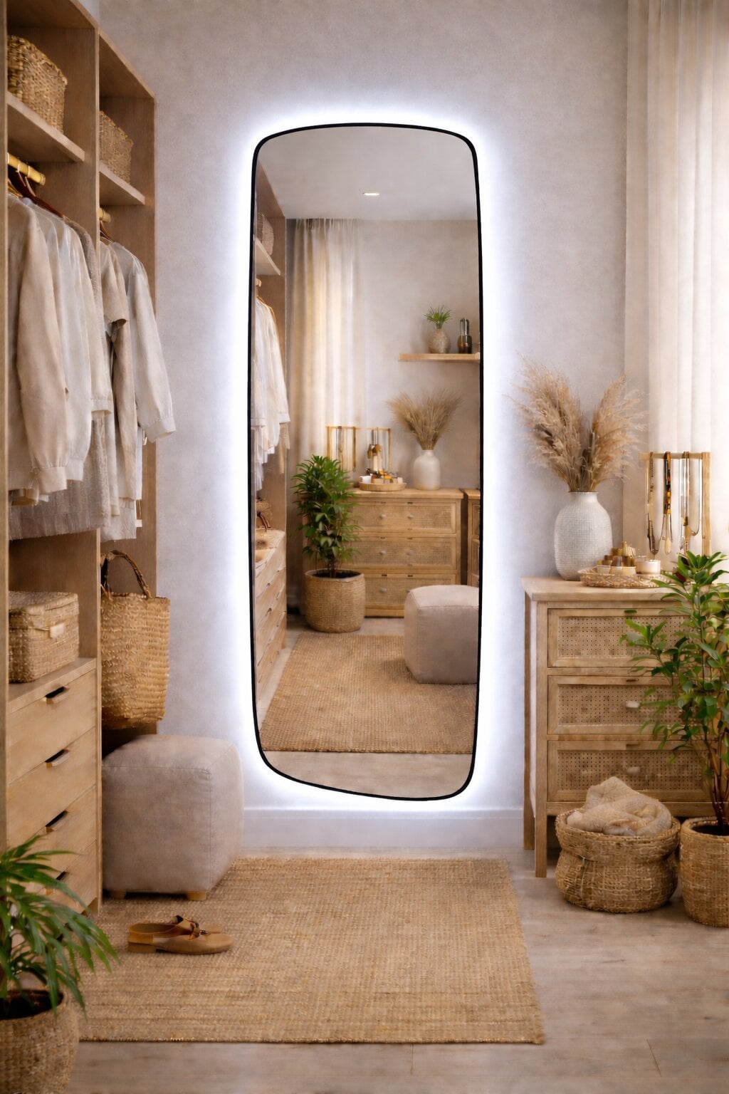 Baltica Design Stone Calm tükör 50x155 cm világítással fekete 5904107932576