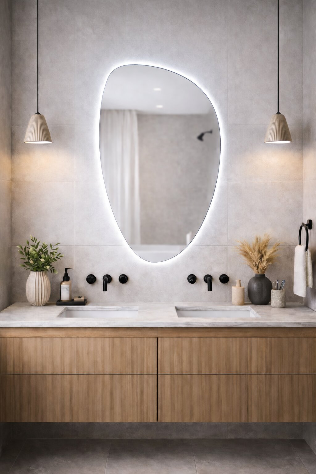 Baltica Design Stone Fluid tükör 55x92 cm világítással 5904107933122