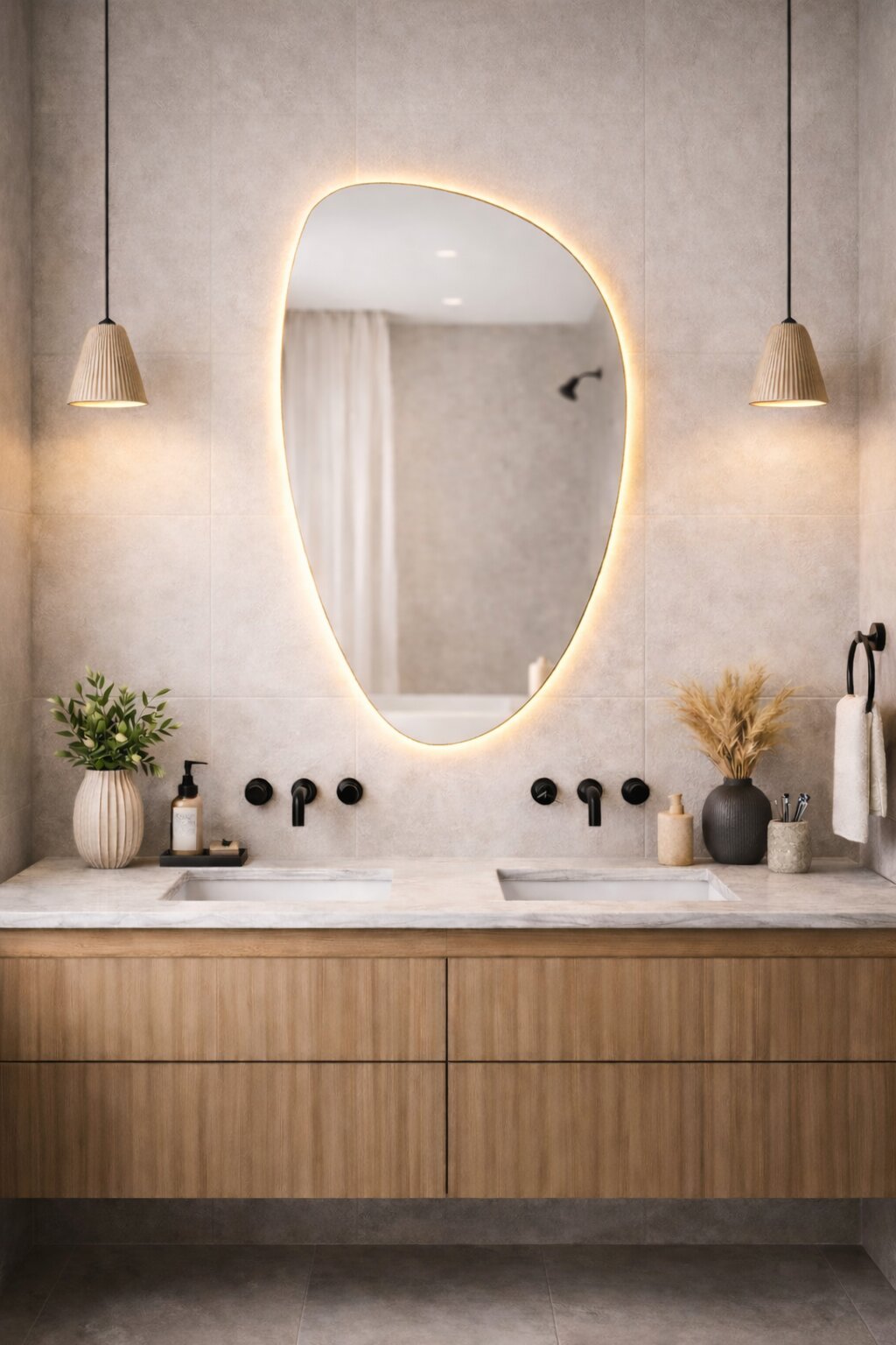 Baltica Design Stone Fluid tükör 55x92 cm világítással 5904107933115