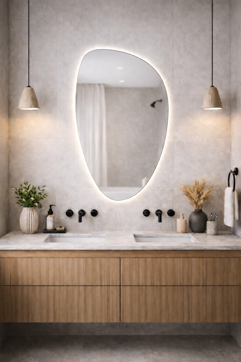 Baltica Design Stone Fluid tükör 55x92 cm világítással 5904107933108