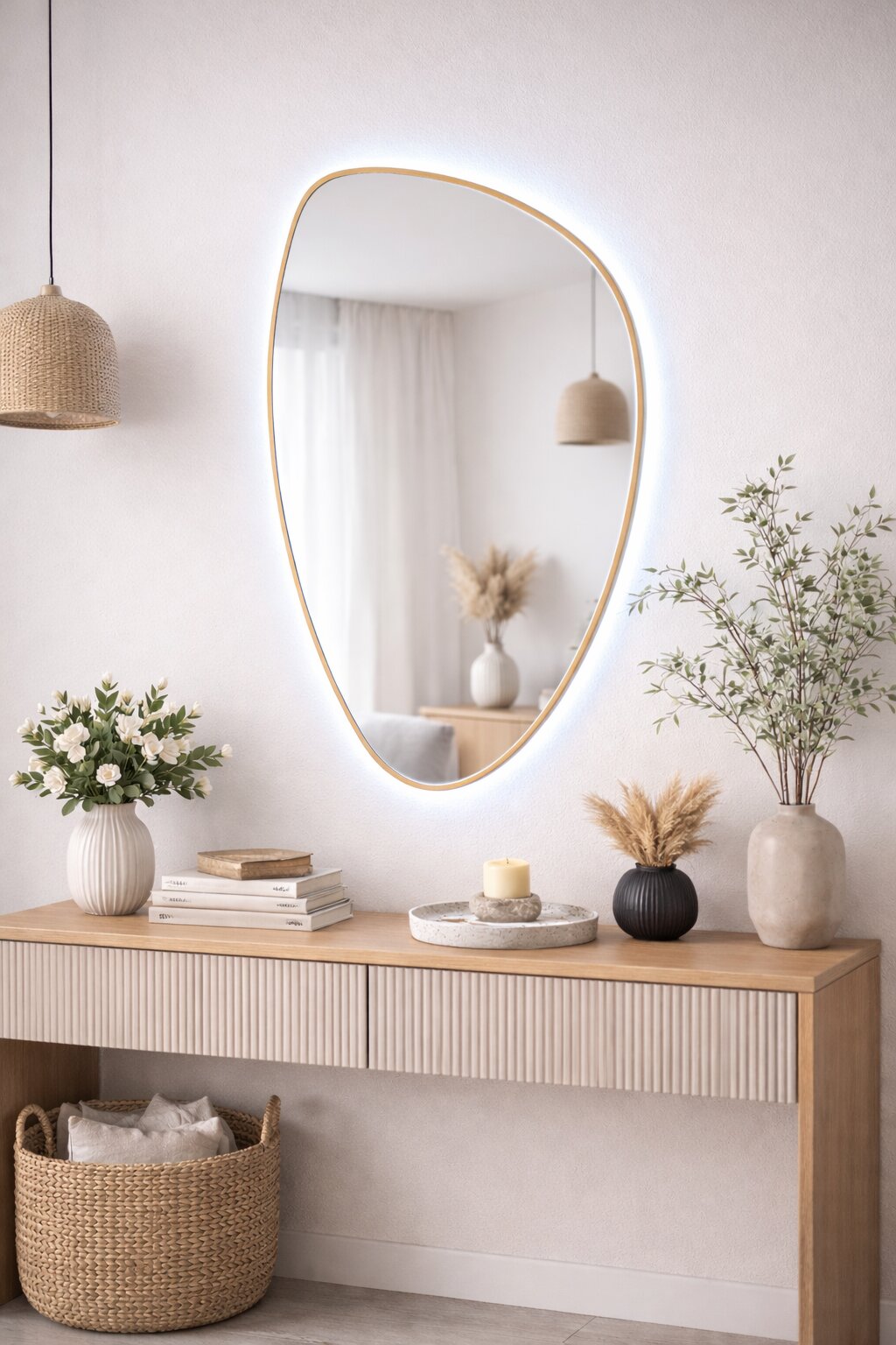 Baltica Design Stone Fluid tükör 55x92 cm világítással arany 5904107932729