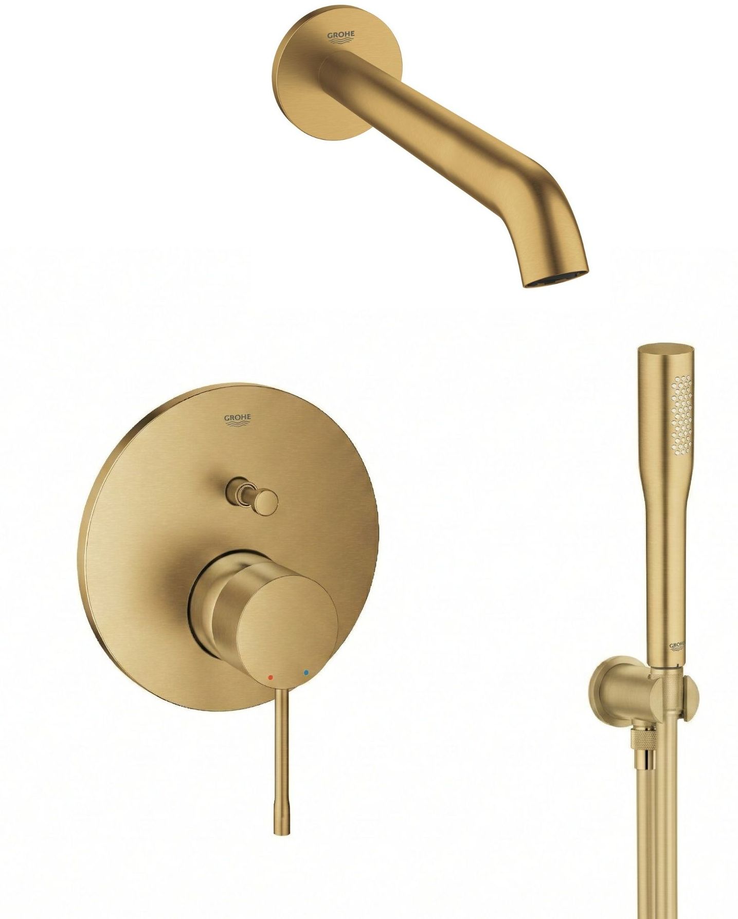 Készlet kád és zuhany csaptelep Grohe Essence 24058GN1, kifolyócső csaptelep Grohe Essence 13449GN1, 26658GN0, 27400GN0, 28362GL1