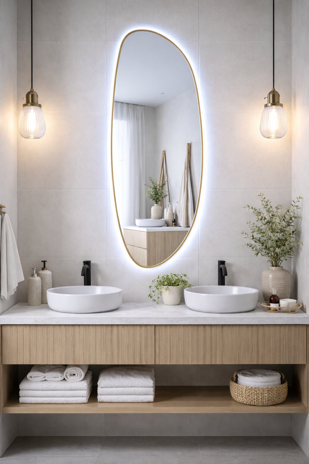 Baltica Design Stone Fluid tükör 50x155 cm világítással arany 5904107932781