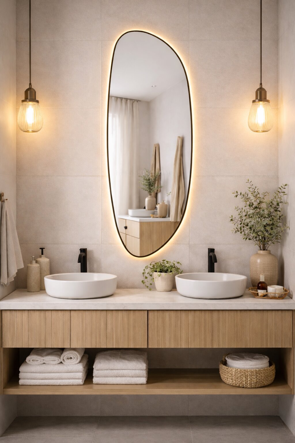 Baltica Design Stone Fluid tükör 50x155 cm világítással fekete 5904107932767