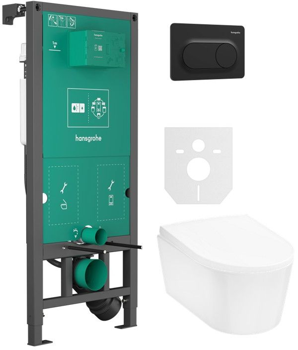 Készlet WC csésze Hansgrohe EluPura S 60193450, beépíthető keret Hansgrohe iFrame universal 01022180, 60148450, 66002670