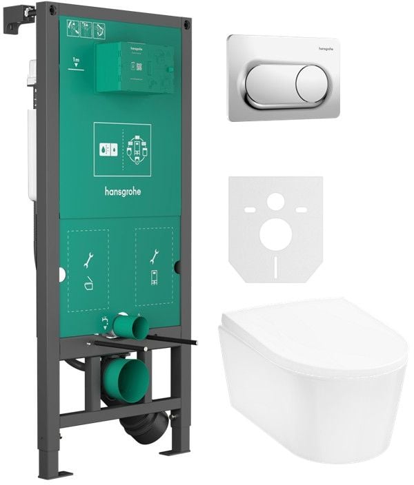 Készlet WC csésze Hansgrohe EluPura S 60193450, beépíthető keret Hansgrohe iFrame universal 01022180, 60148450, 66002000