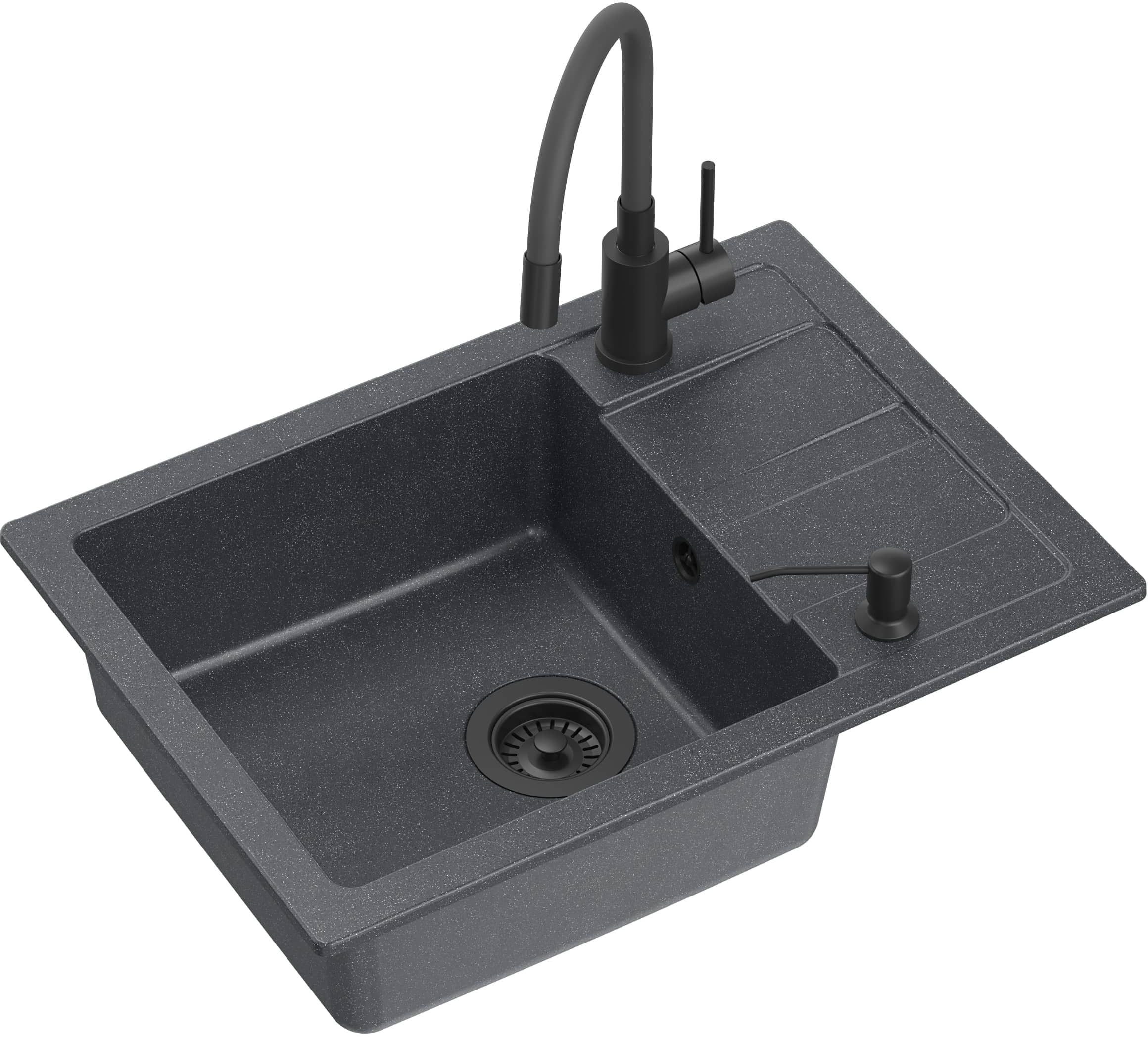 Quadron Ready Smart mosogató csapteleppel és adagolóval fekete/fekete LA_TQ6244RSBLM
