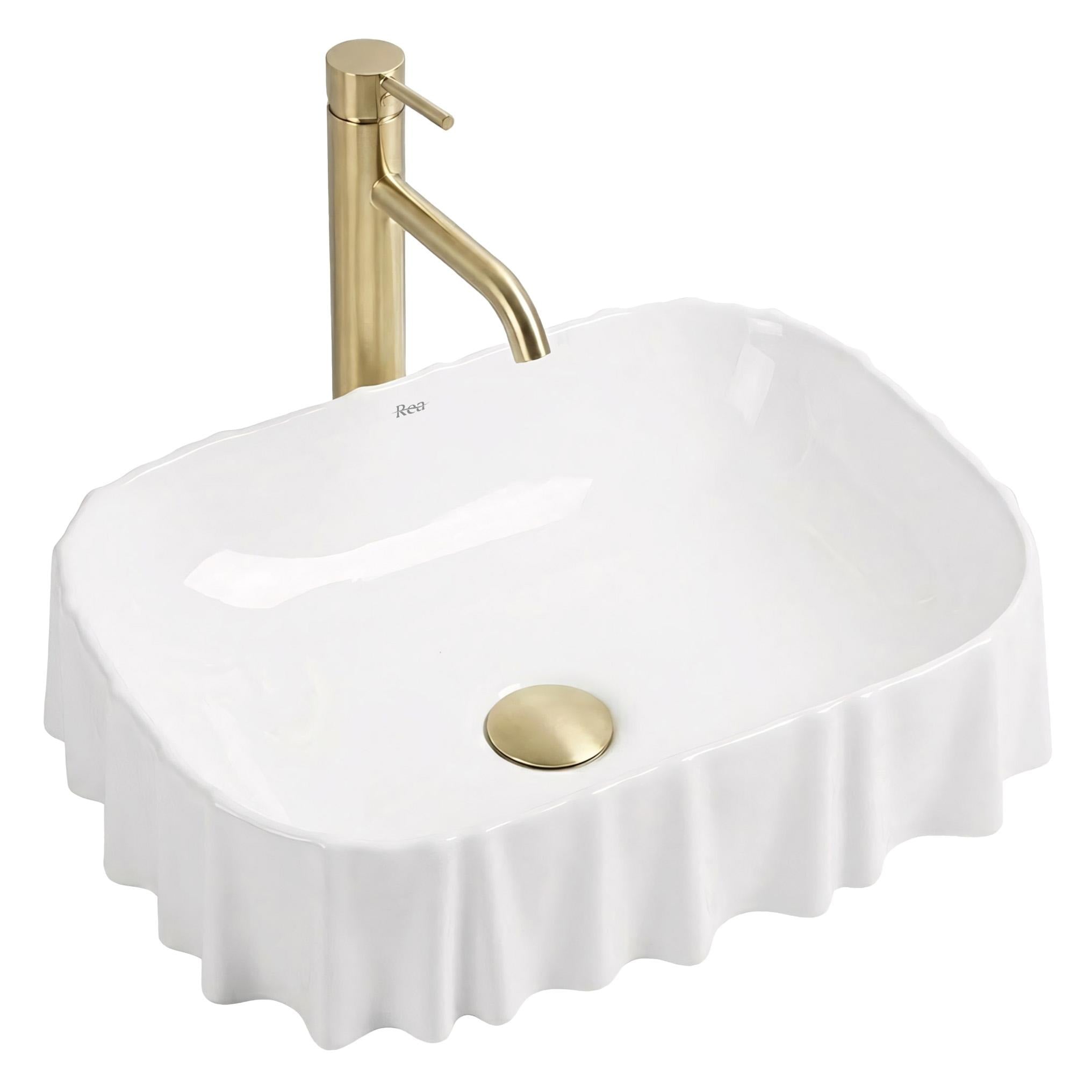 Rea Atria mosdótál 48x37 cm négyszögletes mosdótálak fehér fényes REA-U3503