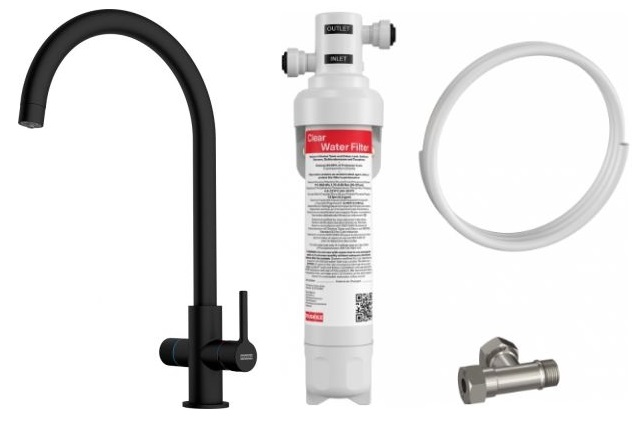 Készlet konyhai csaptelep Franke Lina 120.0730.807, mosogató alatti szűrő Franke Clear Water 150.0730.809