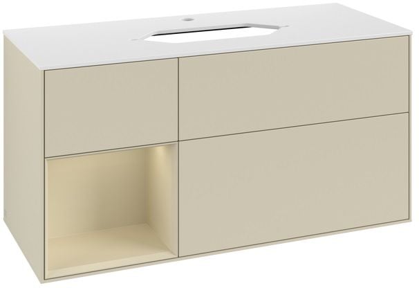 Villeroy & Boch Finion szekrény 120x50.1x60.3 cm mosdókagyló alá akasztható fehér-tölgy F291PCGF