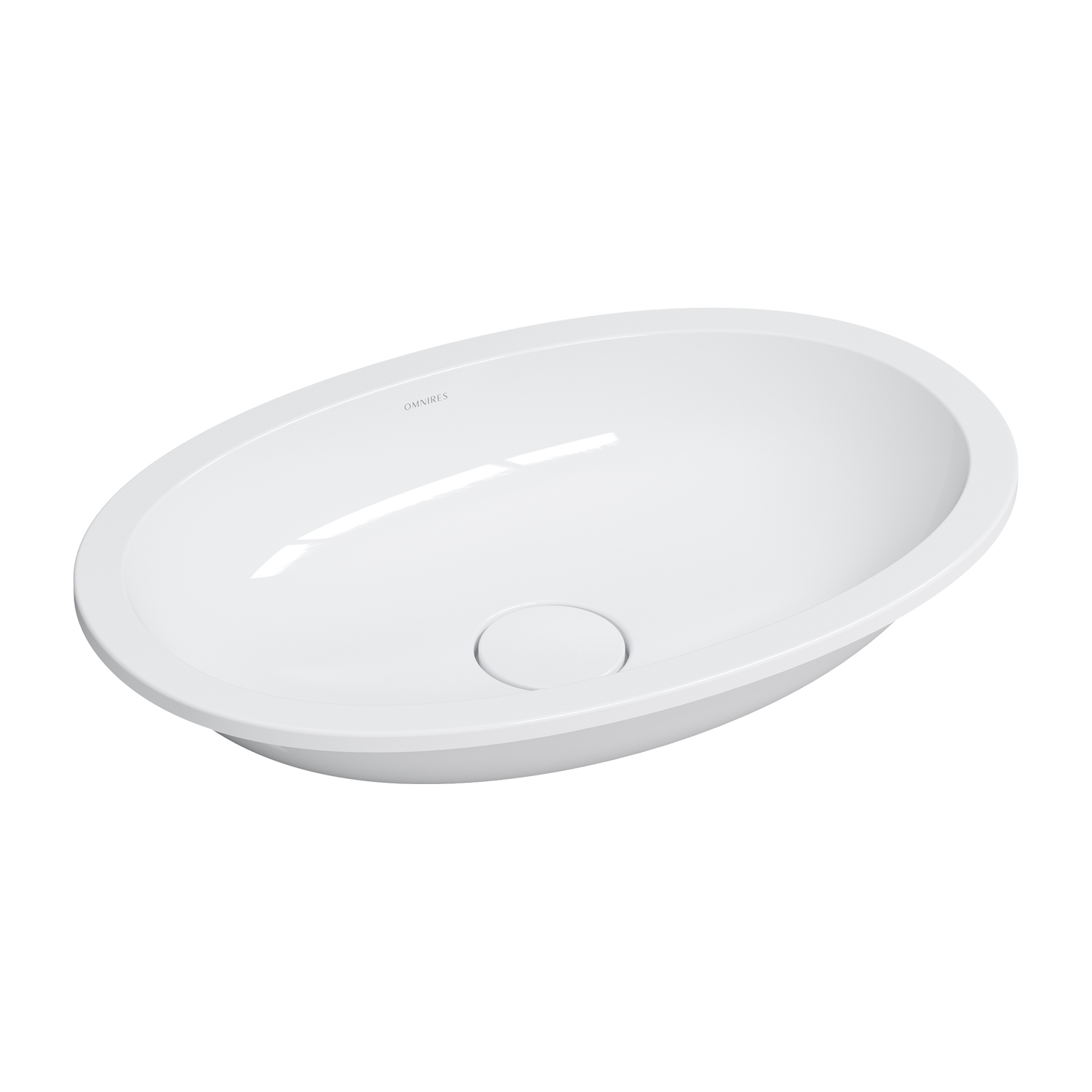 Omnires Shell M+ mosdótál 54x34 cm ovális alulról beépíthető fehér fényes SHELL540UPBP