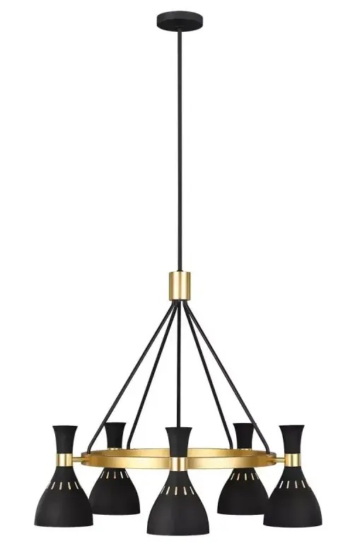 Elstead Lighting Joan függőlámpa 5x60 W fekete-sárgaréz FE-JOAN5-MB