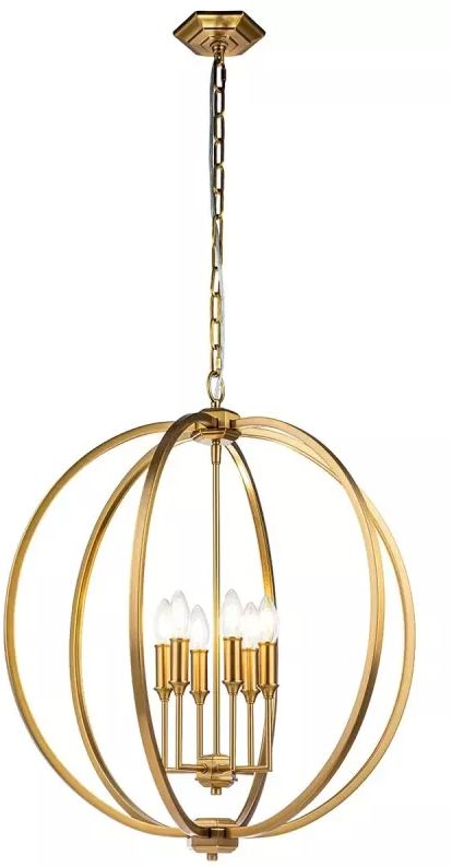 Elstead Lighting Corinne függőlámpa 6x60 W sárgaréz FE-CORINNE-6P-L-BB