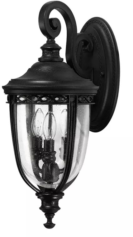 Elstead Lighting English Bridle kültéri fali lámpa 3x60 W fekete FE-EB2-M-BLK