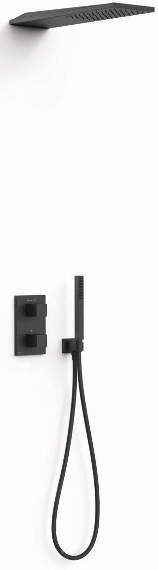 Tres Therm-Box zuhany készlet beépített termosztáttal trópusi zuhany opcióval fekete 20235055NM