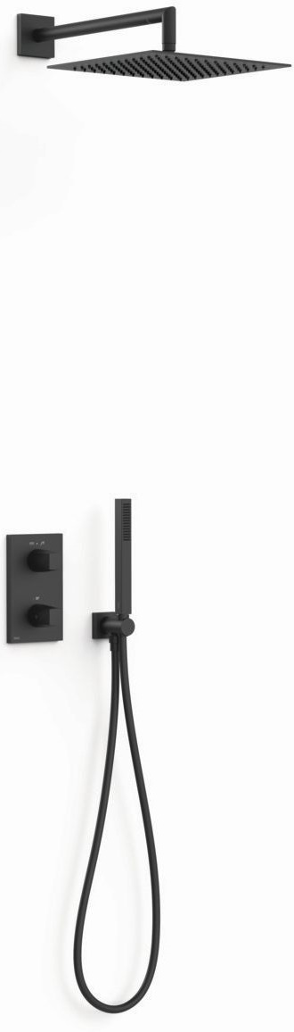 Tres Therm-Box zuhany készlet beépített termosztáttal trópusi zuhany opcióval fekete 21135004NM