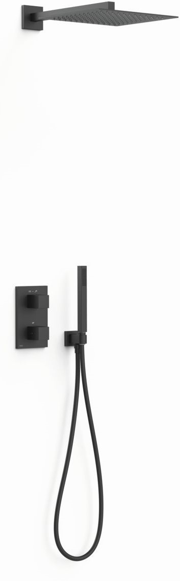 Tres Therm-Box zuhany készlet beépített termosztáttal trópusi zuhany opcióval fekete 00635004NM