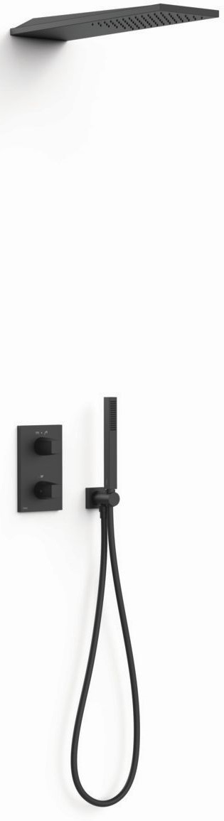 Tres Therm-Box zuhany készlet beépített termosztáttal trópusi zuhany opcióval fekete 21135005NM
