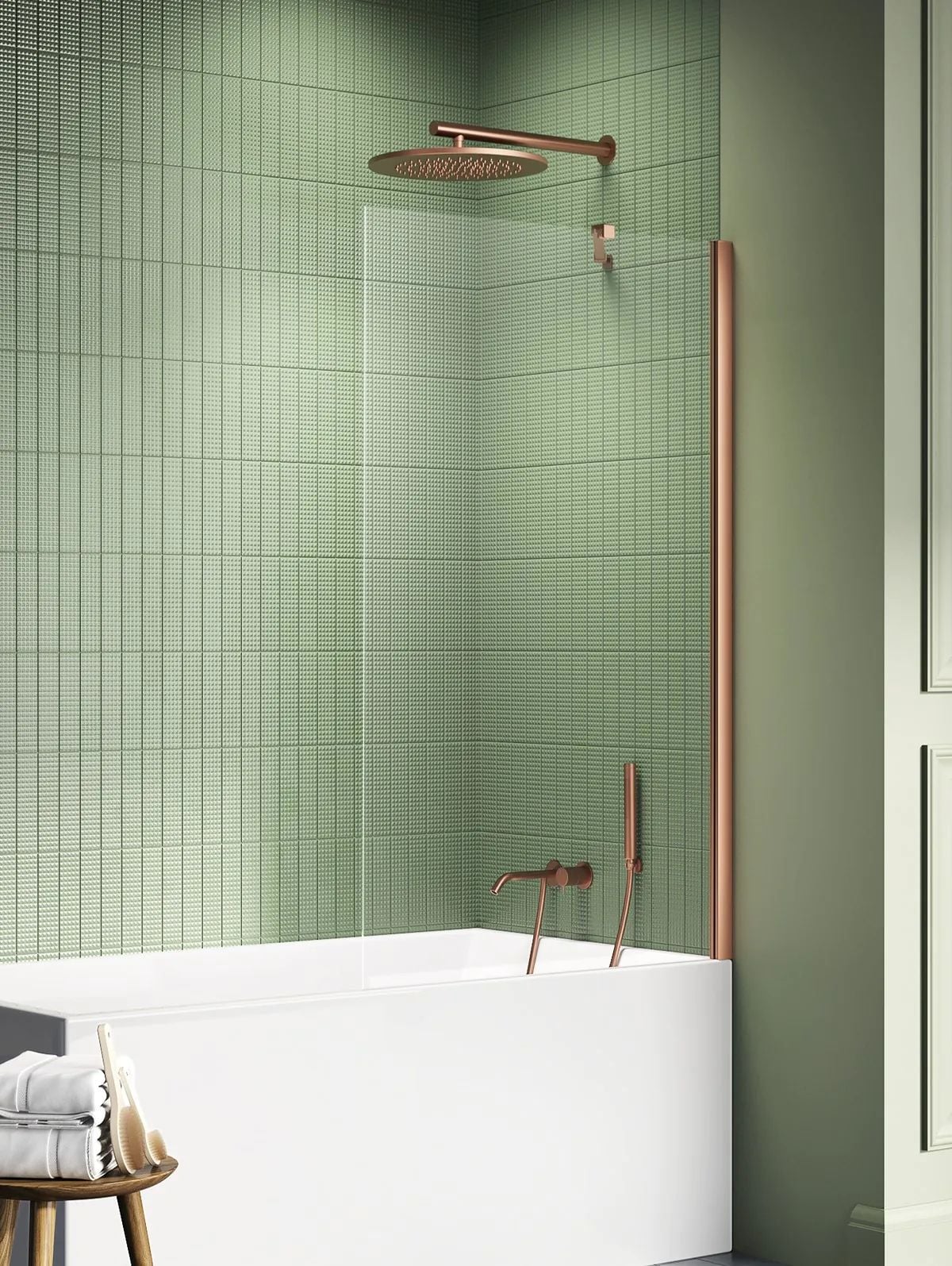 New Trendy New Soleo Copper Brushed zuhanyparaván 70 cm egyrészes réz csiszolt/átlátszó üveg P-0134