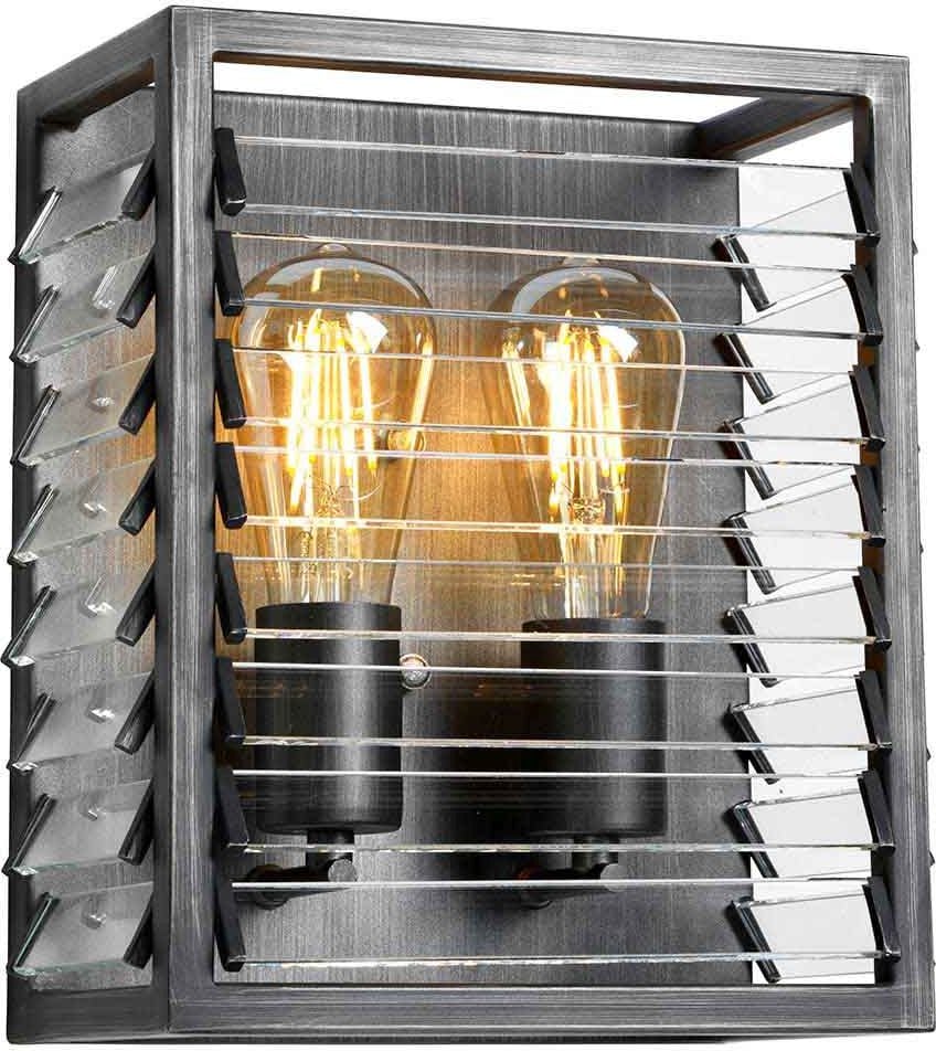 Elstead Lighting Louvre oldalfali lámpa 2x60 W szürke LOUVRE2
