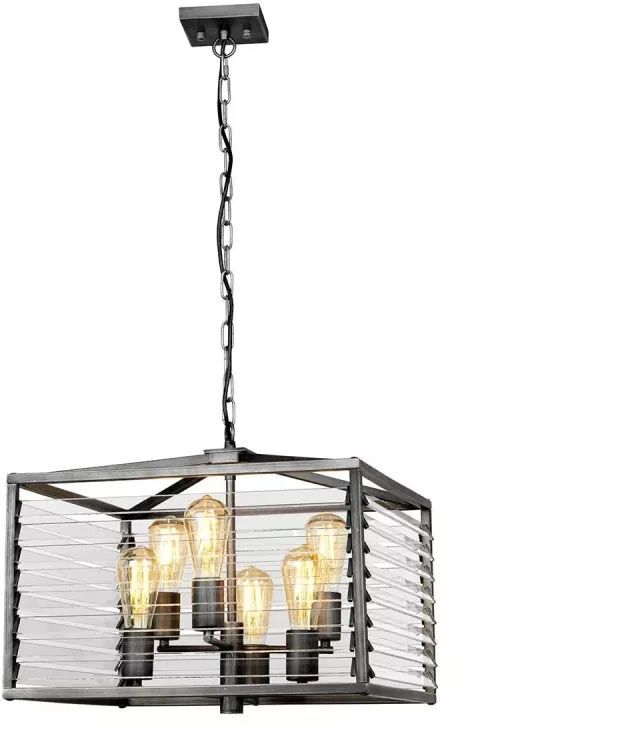 Elstead Lighting Louvre függőlámpa 6x60 W szürke/hamvas LOUVRE-6P