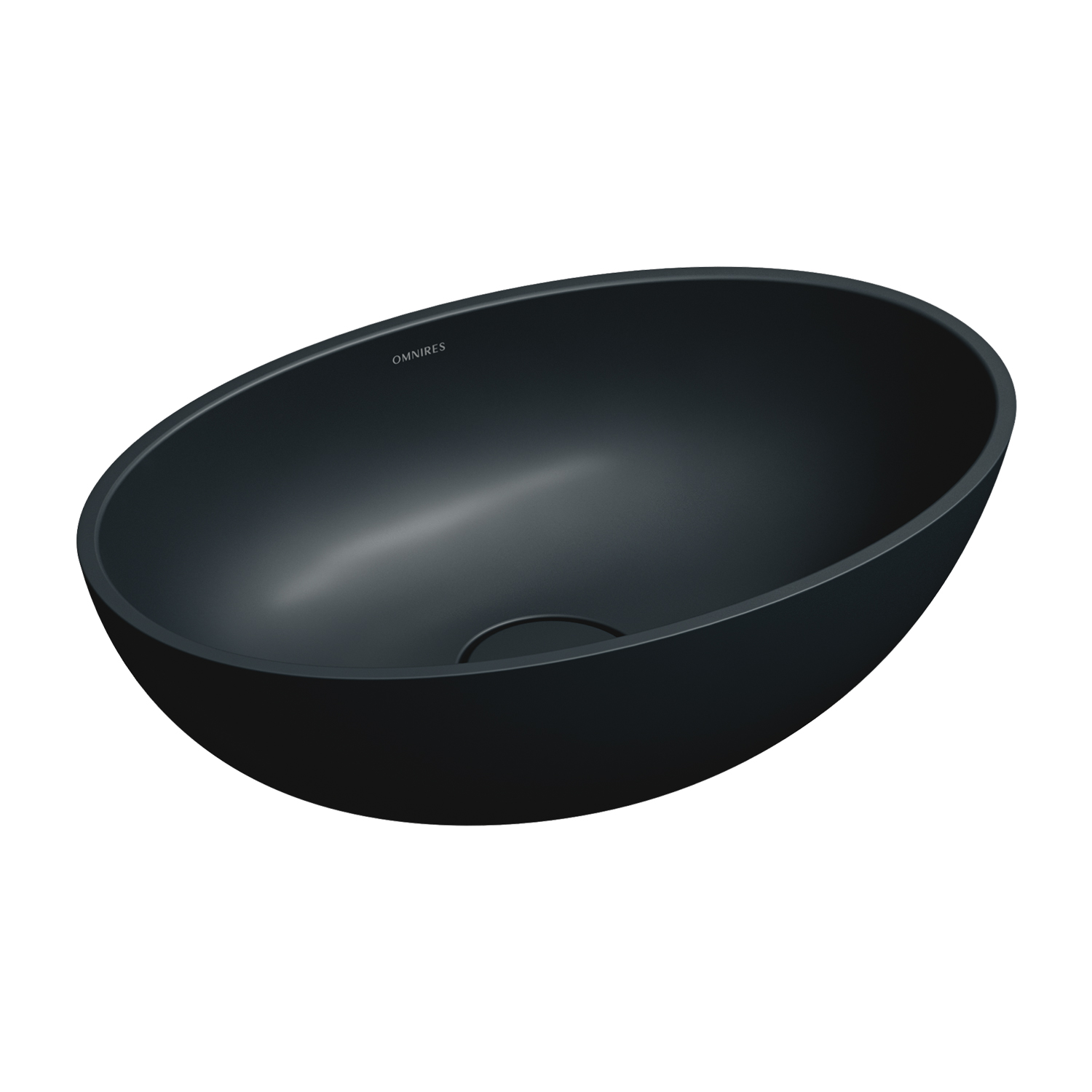 Omnires Shell M+ mosdótál 50x32 cm ovális mosdótálak fekete matt SHELL500UNBLV