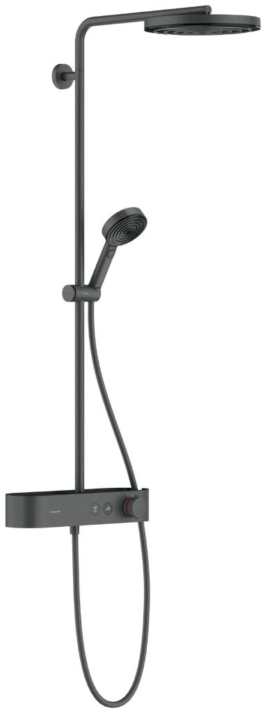 Hansgrohe Pulsify S zuhany készlet fal termosztáttal trópusi zuhany opcióval króm-fekete 24220340