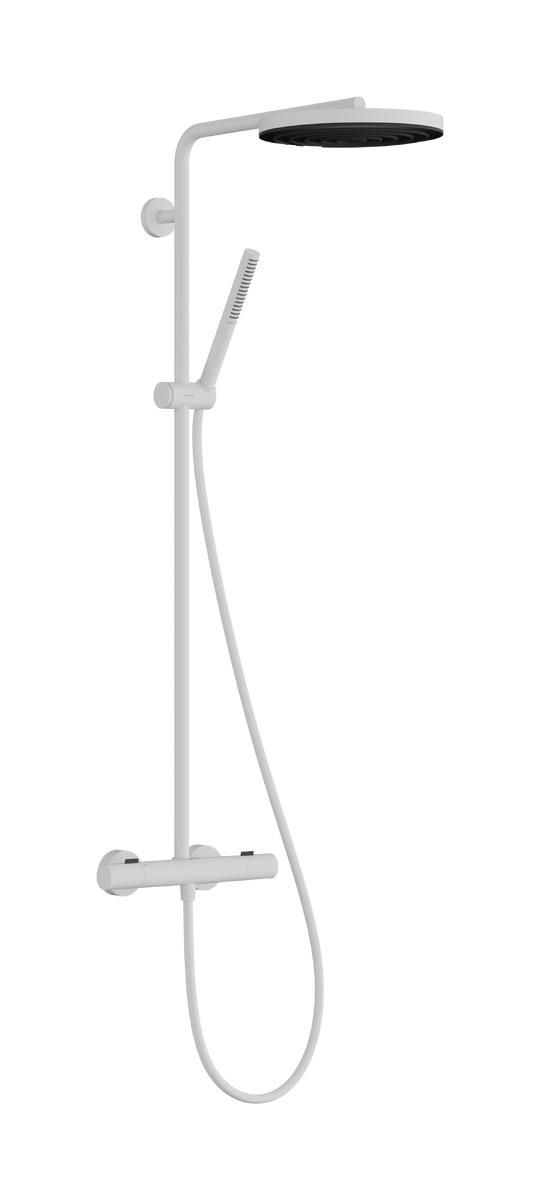 Hansgrohe Pulsify S Puro zuhany készlet fal termosztáttal trópusi zuhany opcióval fehér 24222700