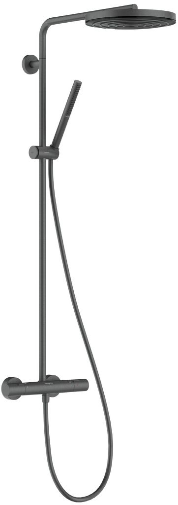 Hansgrohe Pulsify S Puro zuhany készlet fal termosztáttal trópusi zuhany opcióval króm-fekete 24223340