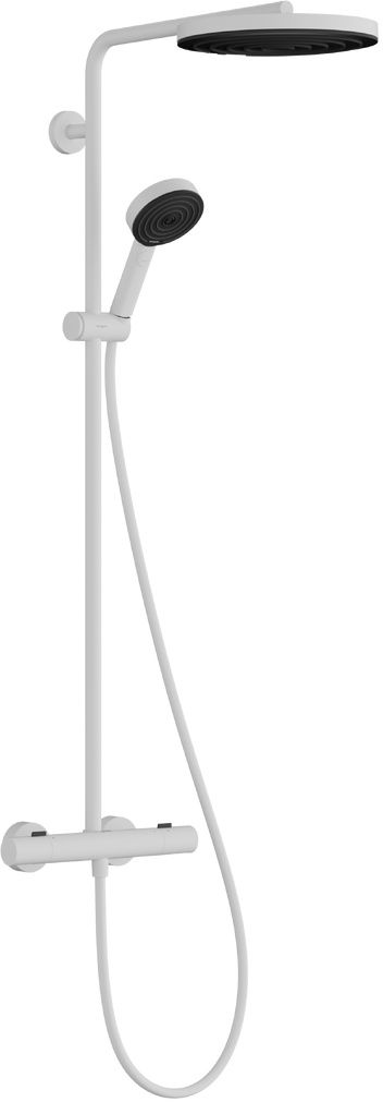 Hansgrohe Pulsify S zuhany készlet fal termosztáttal trópusi zuhany opcióval fehér 24236700